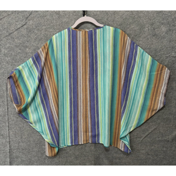 Savanna Jane Kimono Blouse Womens Sz S Striped Floral Embroidered Boho - Picture 2 of 6